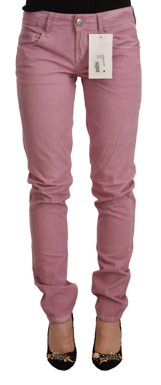 Acht Elegante rosa Slim Fit Denim Jeans