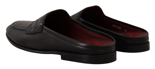 Dolce &amp; Gabbana Exquisite leather slides in black and burgundy