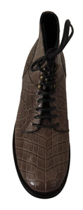 Load image into Gallery viewer, Dolce & Gabbana Elegant Crocodile Derby Brogue Boots
