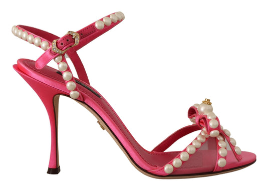 Dolce &amp; Gabbana Elegant Pink Beaded Heels Sandals