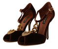 Load image into Gallery viewer, Dolce & Gabbana Elegant velvet heels with gold details
