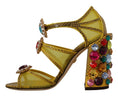 Load image into Gallery viewer, Dolce & Gabbana Atemberaubende Sandalen aus gelbem Leder mit Kristallverzierungen
