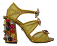 Load image into Gallery viewer, Dolce & Gabbana Atemberaubende Sandalen aus gelbem Leder mit Kristallverzierungen
