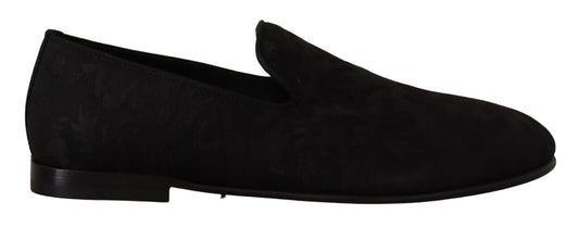 Dolce &amp; Gabbana Elegant Jacquard Slide On Loafers Flats