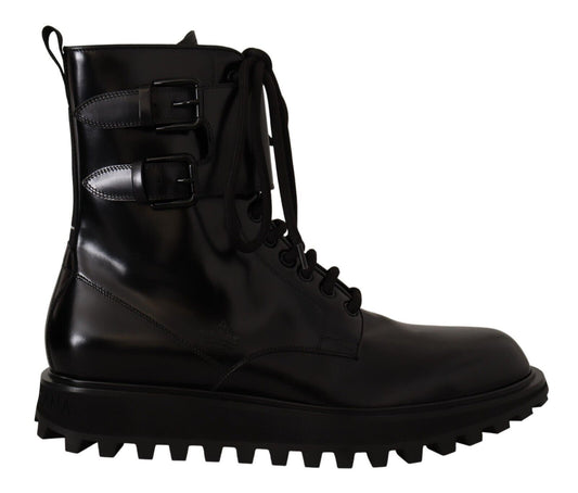 Dolce &amp; Gabbana Elegant black leather ankle boots