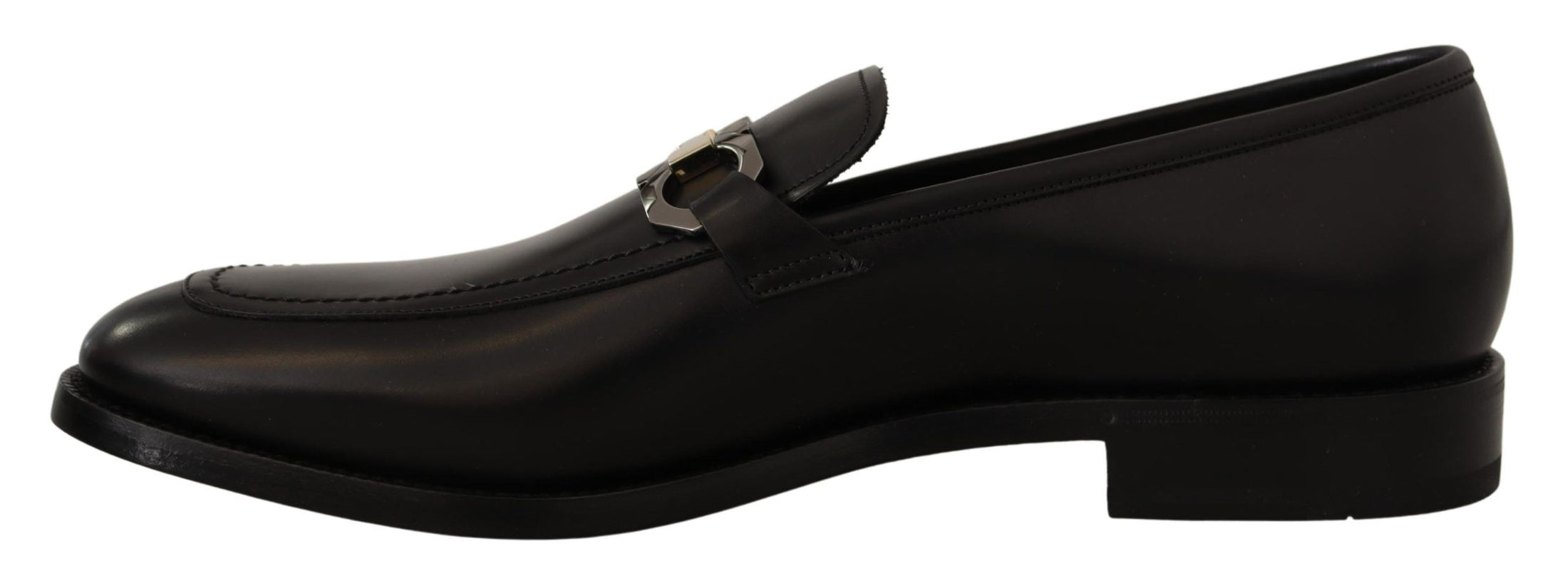 Salvatore Ferragamo Suave Siyah Deri Gancio Bit Loafer'lar