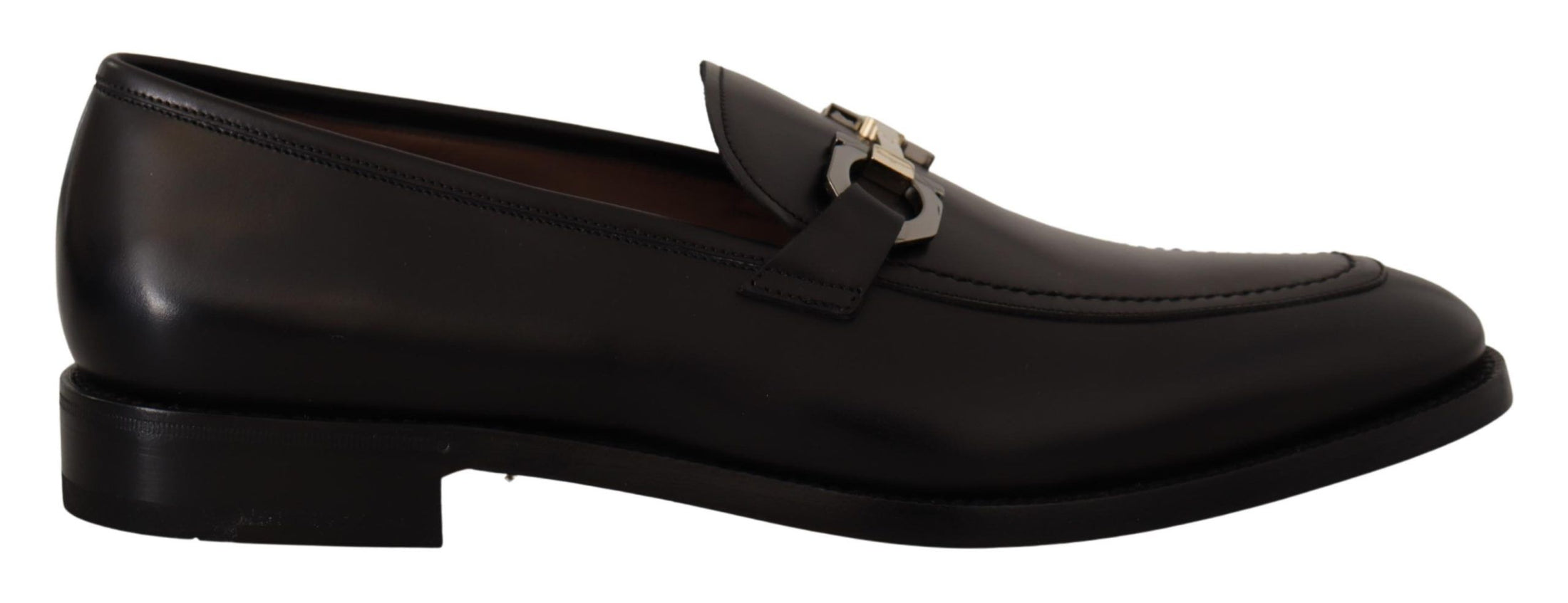 Salvatore Ferragamo Suave Siyah Deri Gancio Bit Loafer'lar