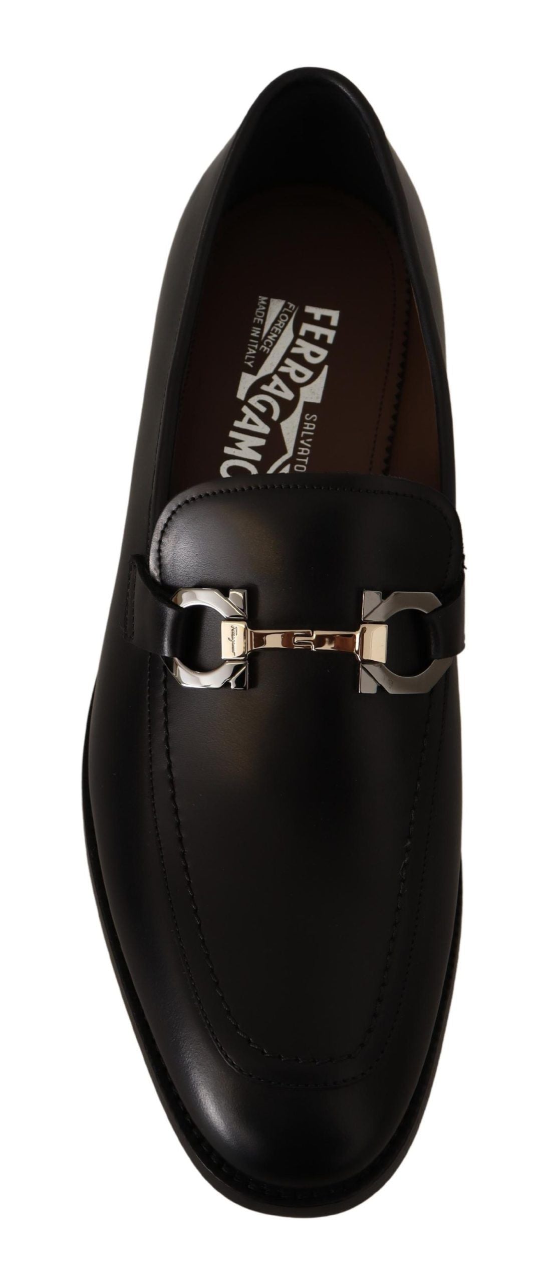 Salvatore Ferragamo Suave Siyah Deri Gancio Bit Loafer'lar