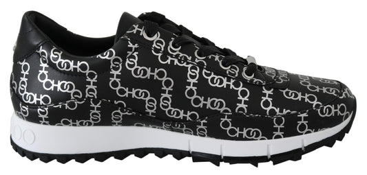 Jimmy Choo Elegante Leder-Sneakers in Schwarz und Silber