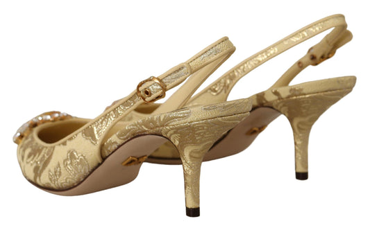 Dolce & Gabbana Goldglänzende Kristall-Slingback-Absätze