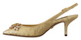 Resmi galeri görüntüleyiciye yükleyin, Dolce & Gabbana Goldglänzende Kristall-Slingback-Absätze
