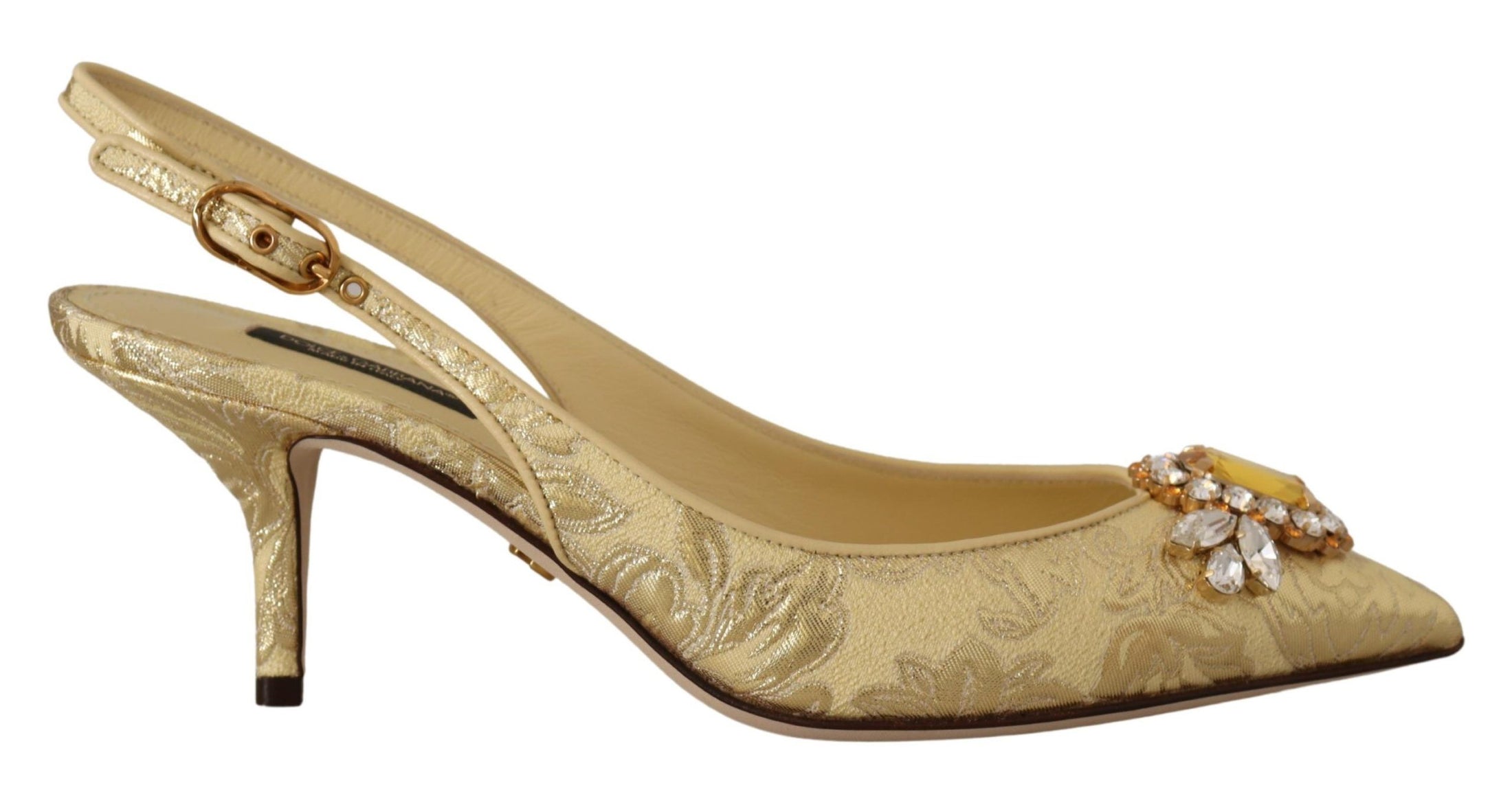 Dolce & Gabbana Goldglänzende Kristall-Slingback-Absätze