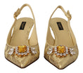 Resmi galeri görüntüleyiciye yükleyin, Dolce & Gabbana Goldglänzende Kristall-Slingback-Absätze
