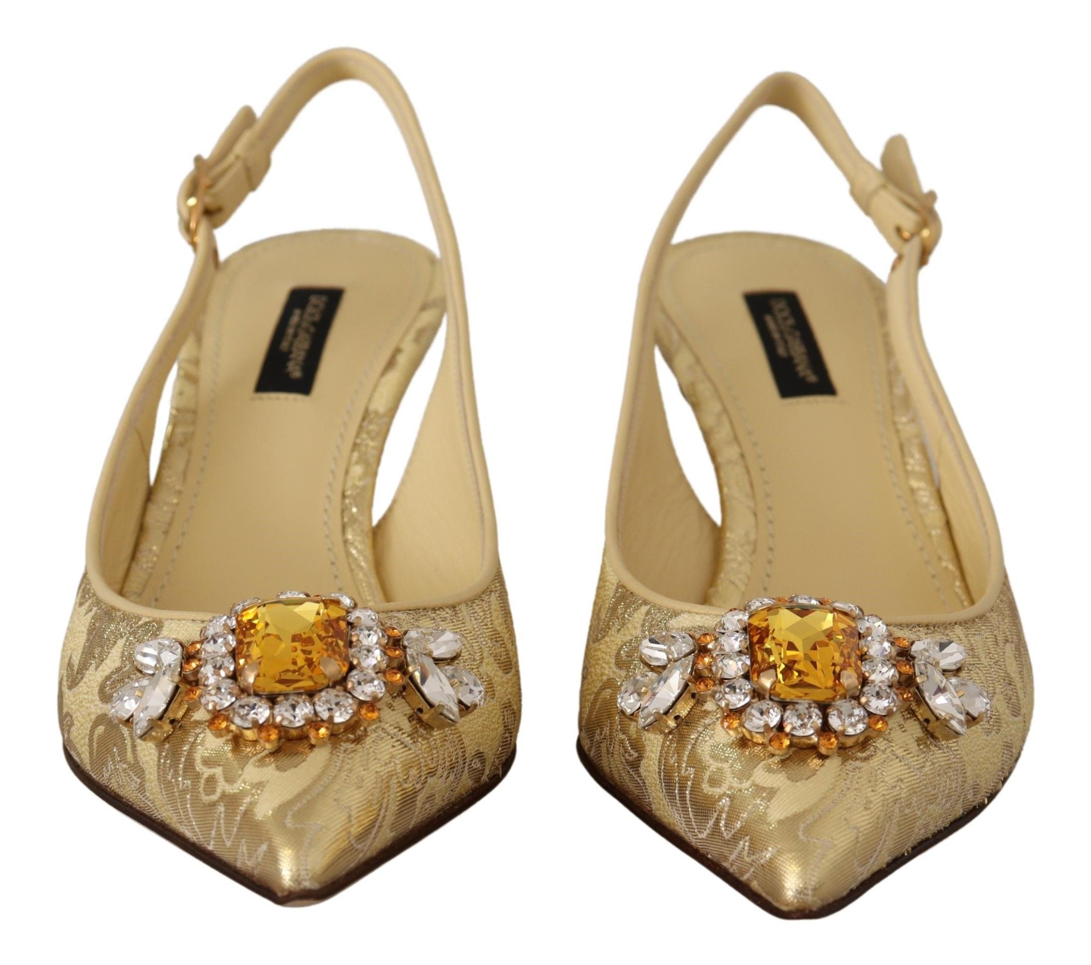 Dolce & Gabbana Goldglänzende Kristall-Slingback-Absätze