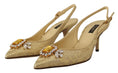 Resmi galeri görüntüleyiciye yükleyin, Dolce & Gabbana Goldglänzende Kristall-Slingback-Absätze
