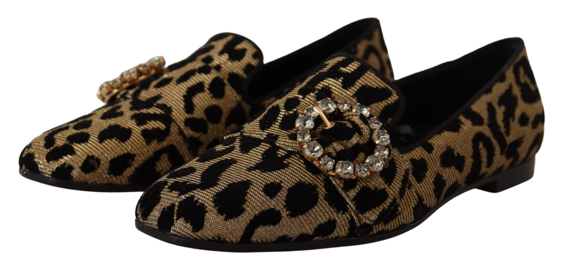 Dolce &amp; Gabbana Zarif Leopar Kristal Taşlı Loafer'lar