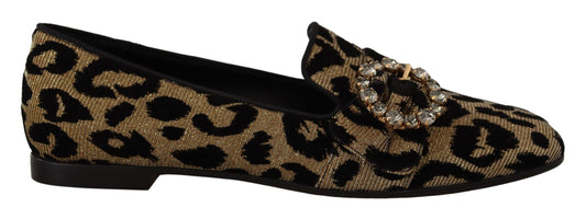 Dolce &amp; Gabbana Zarif Leopar Kristal Taşlı Loafer'lar