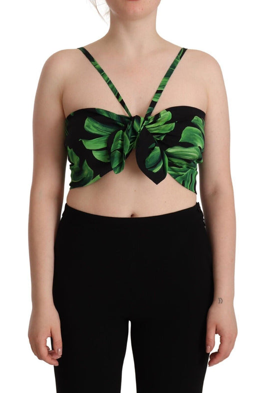 Dolce & Gabbana Elegantes Blattwerk mit Halterung für das Cropped Top