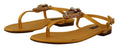 Load image into Gallery viewer, Dolce & Gabbana Senfgelbe flache Sandalen mit T-Riemen und Herz-Verzierung
