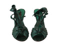 Load image into Gallery viewer, Dolce & Gabbana Smaragdgrüne exotische Leder-Sandalen mit Absatz
