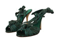 Load image into Gallery viewer, Dolce & Gabbana Smaragdgrüne exotische Leder-Sandalen mit Absatz
