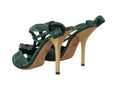 Load image into Gallery viewer, Dolce & Gabbana Smaragdgrüne exotische Leder-Sandalen mit Absatz
