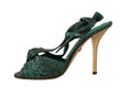 Load image into Gallery viewer, Dolce & Gabbana Smaragdgrüne exotische Leder-Sandalen mit Absatz
