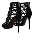 Load image into Gallery viewer, Dolce & Gabbana Elegante Schwarze Wildleder Heels Sandalen
