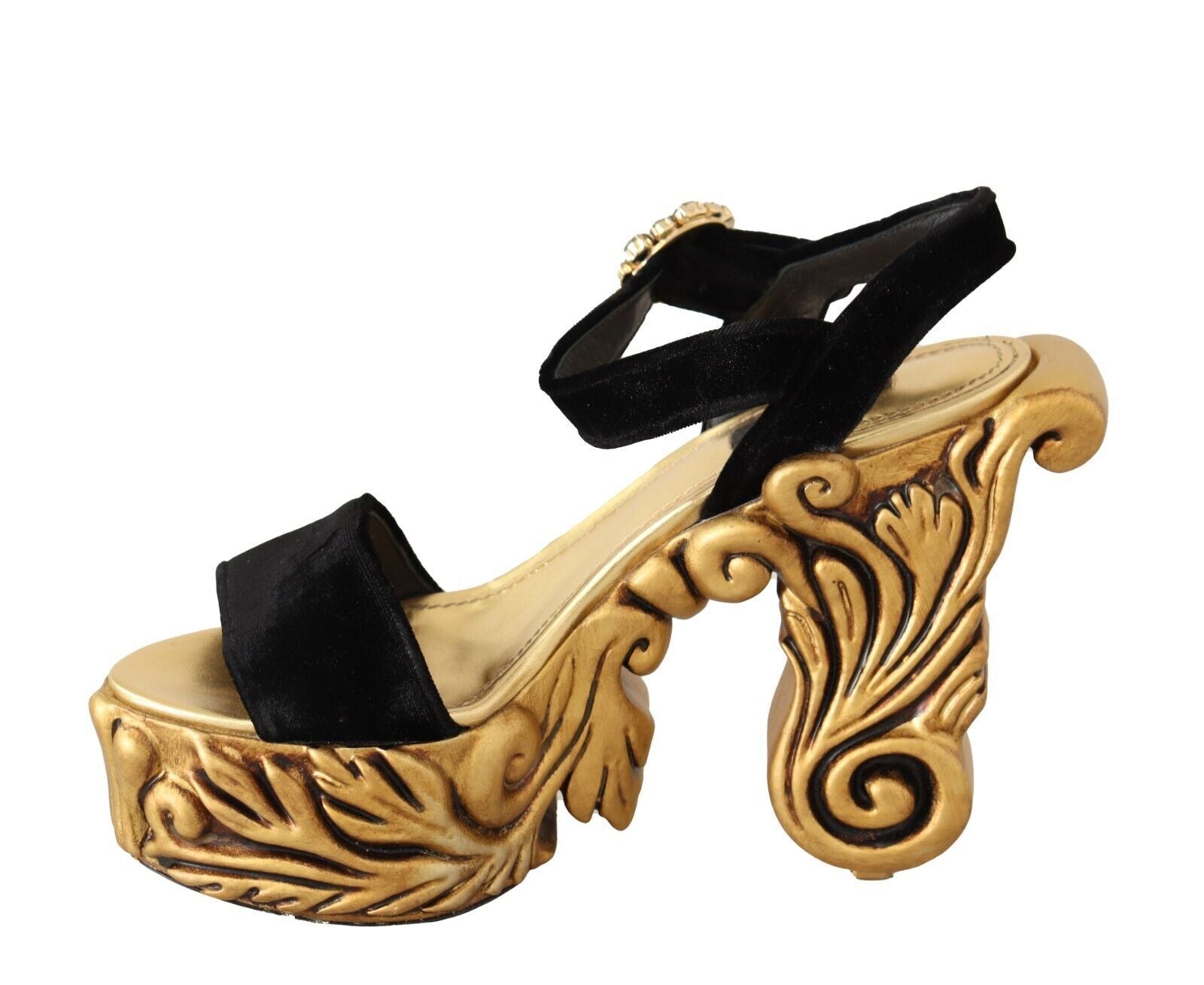 Dolce & Gabbana Barocke Samtabsätze in Schwarz und Gold