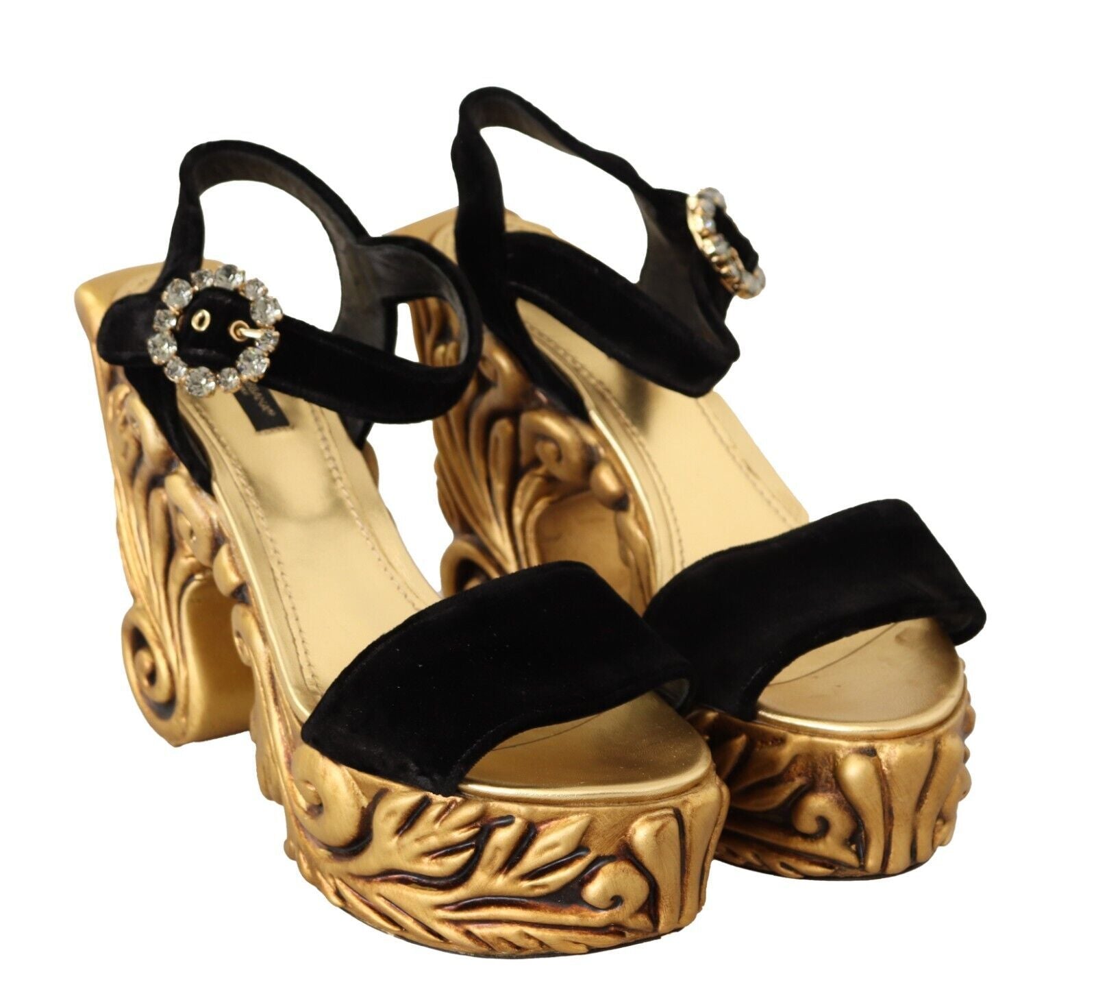 Dolce & Gabbana Barocke Samtabsätze in Schwarz und Gold