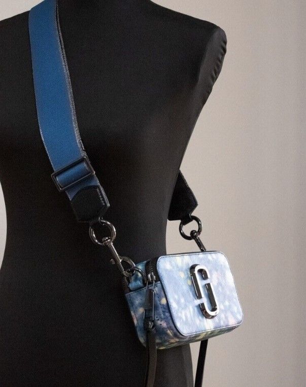 Marc Jacobs The Snapshot Çanta Suluboya Mavi Baskılı Deri Crossbody Çanta Çanta