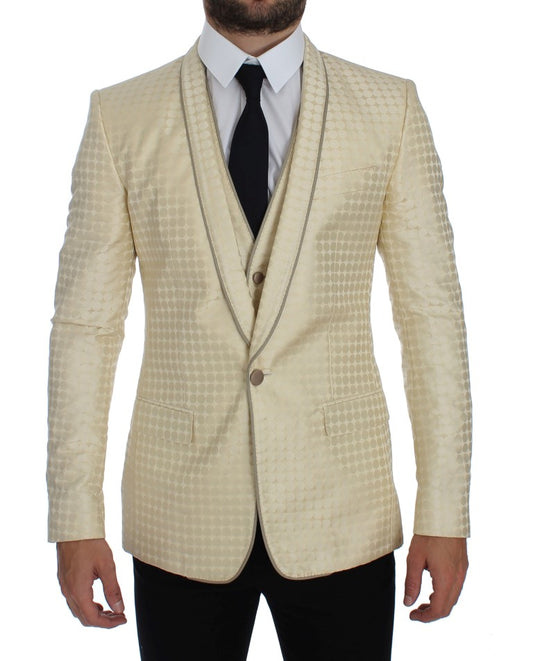 Dolce & Gabbana Raffinierter gepunkteter Blazer und Weste in Beige