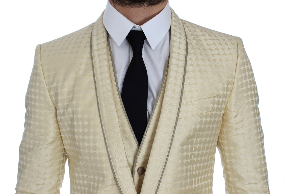 Dolce & Gabbana Raffinierter gepunkteter Blazer und Weste in Beige