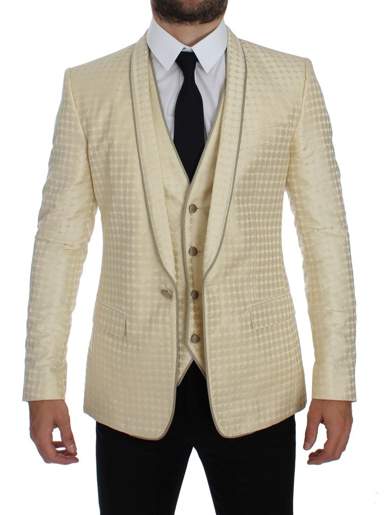 Dolce & Gabbana Raffinierter gepunkteter Blazer und Weste in Beige