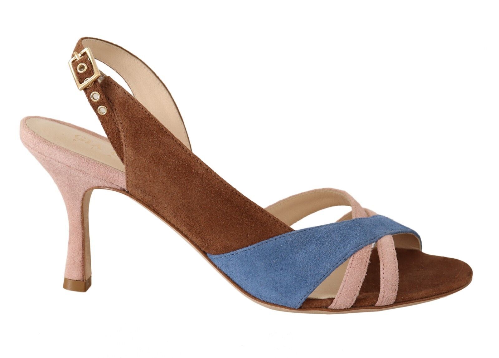 GIA COUTURE Chic multicolor suede sandals with slingback heels