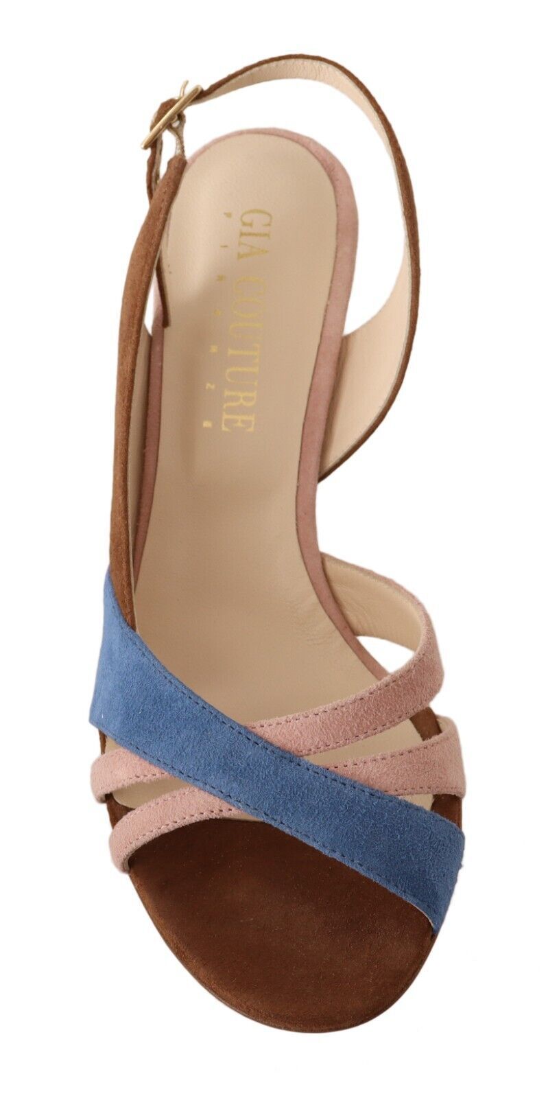 GIA COUTURE Chic multicolor suede sandals with slingback heels