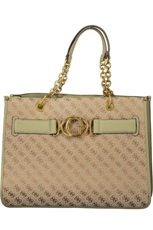 Guess Jeans Elegant green polyester handbag with logo detail