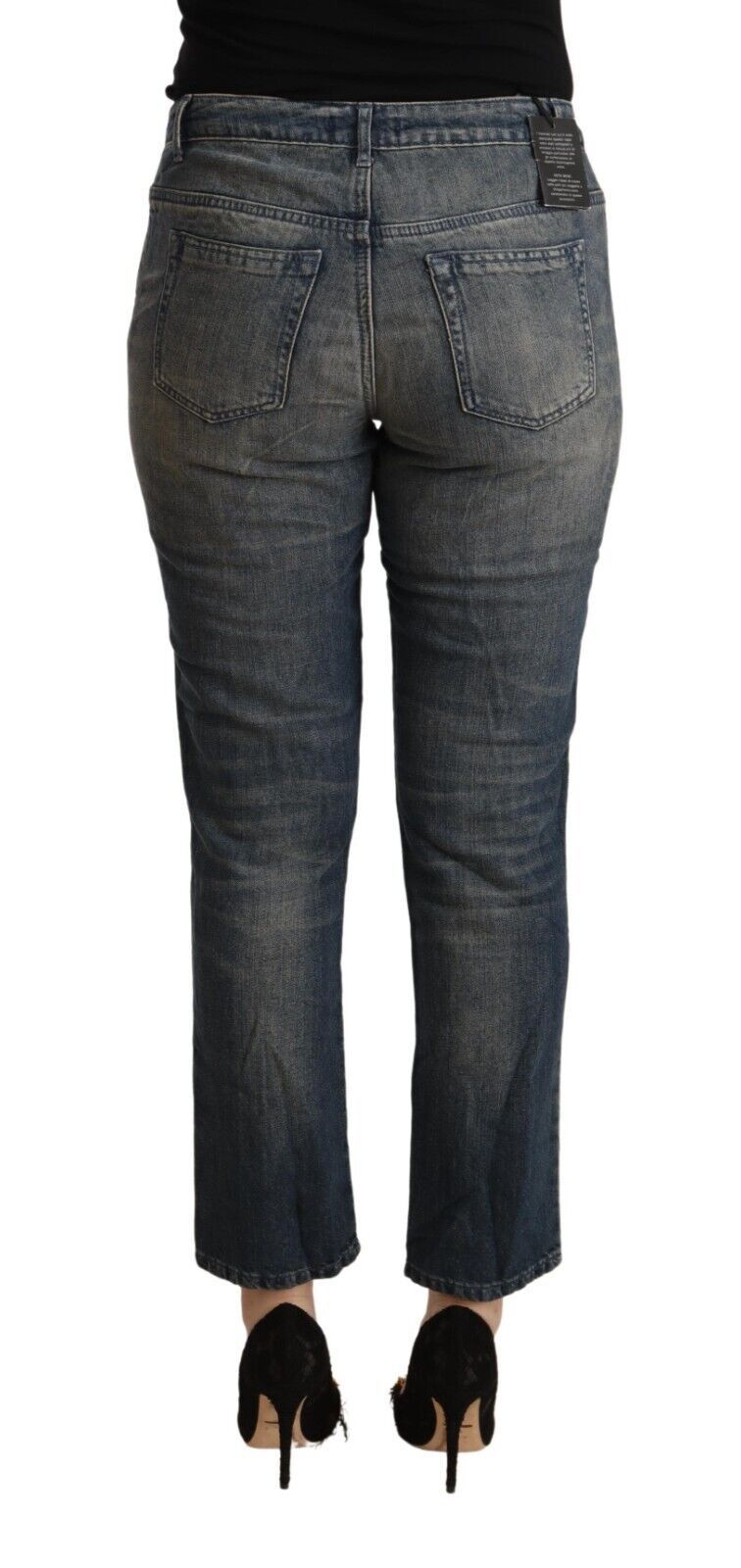 Twinset Chic orta bel kısa denim jean pantolon