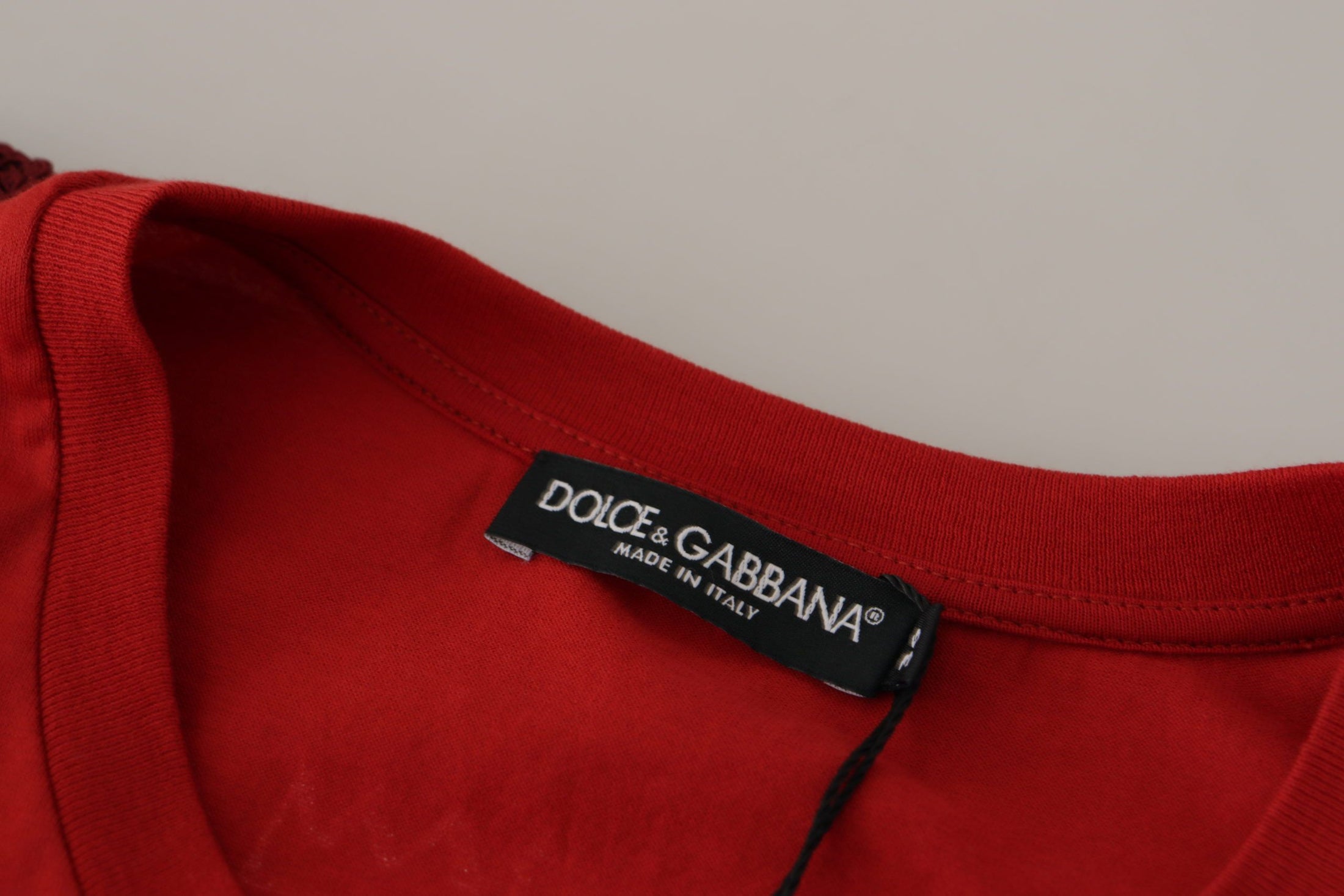 Dolce & Gabbana Elegantes rotes Baumwoll-T-Shirt mit Rundhalsausschnitt