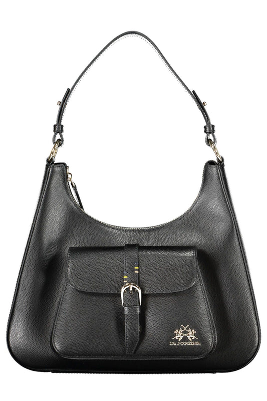 La Martina Schwarzes Leder Frauen Handtasche