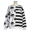 Load image into Gallery viewer, Comme Des Fuckdown Schicker gestreifter Baumwoll-Crewneck mit Palmenprint
