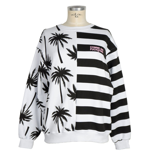 Comme Des Fuckdown Schicker gestreifter Baumwoll-Crewneck mit Palmenprint