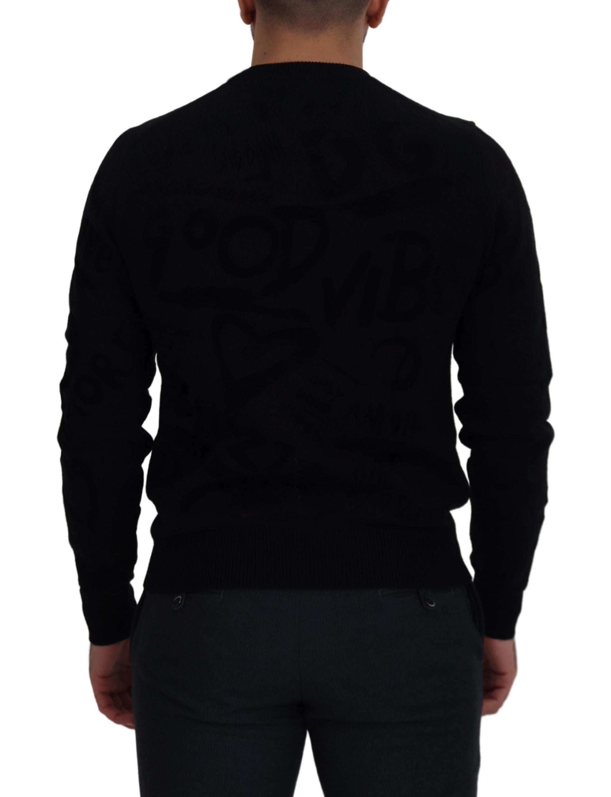 Dolce & Gabbana Eleganter schwarzer Logo-Wollpullover