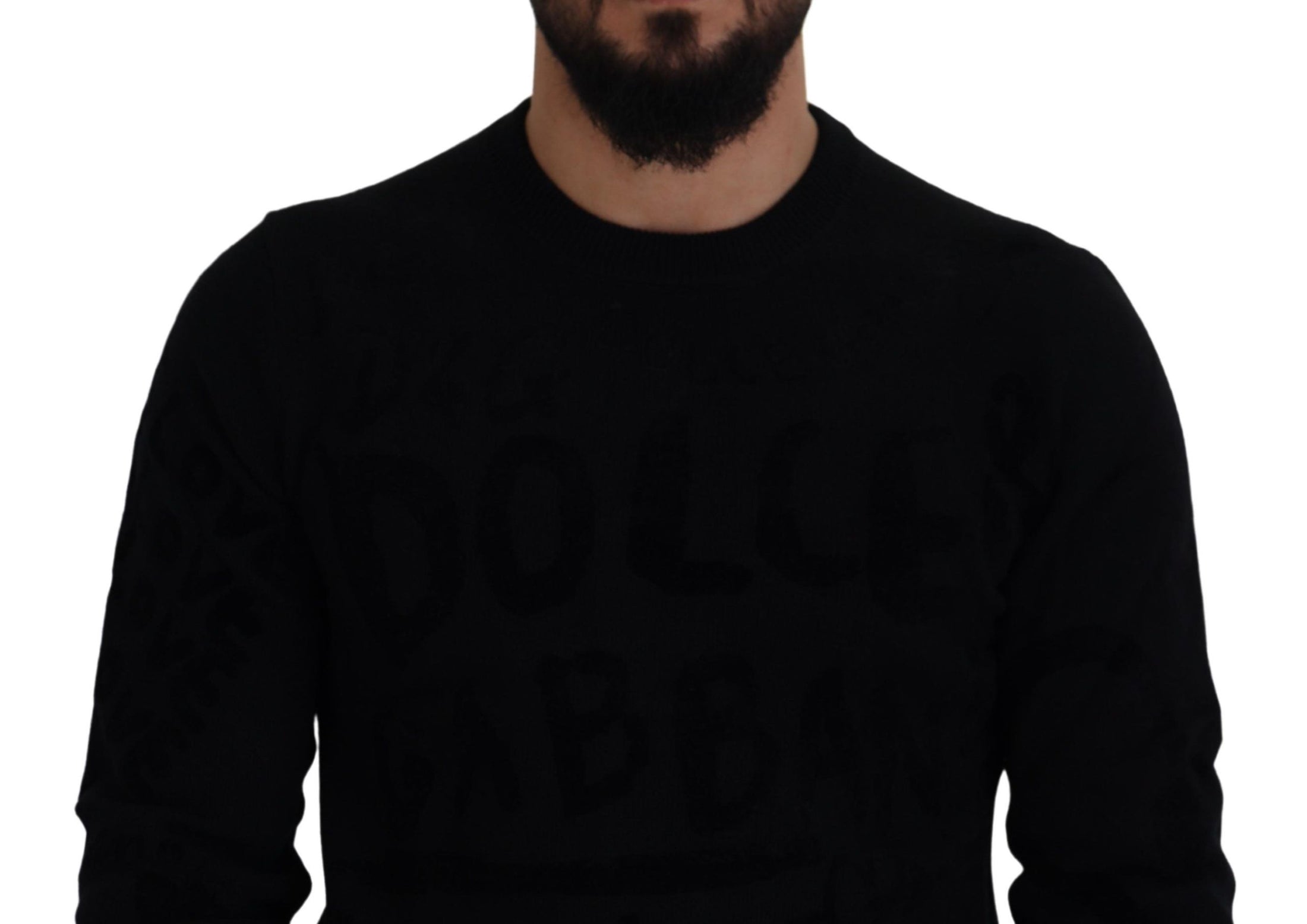 Dolce & Gabbana Eleganter schwarzer Logo-Wollpullover