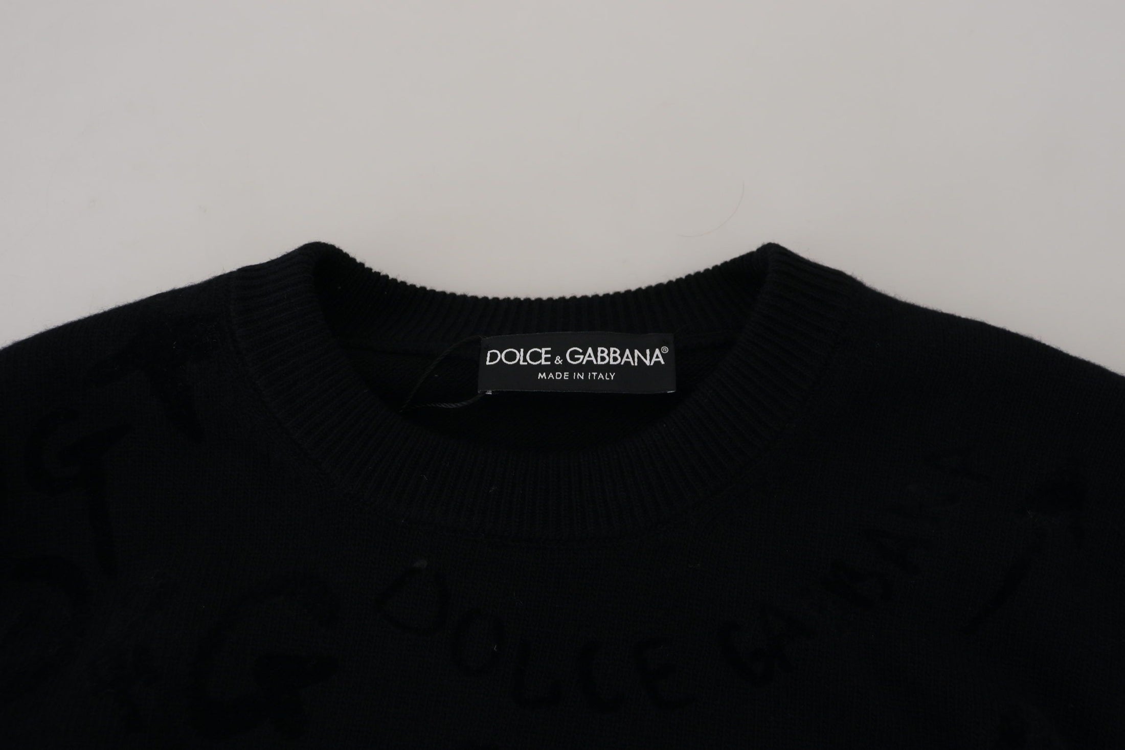 Dolce & Gabbana Eleganter schwarzer Logo-Wollpullover