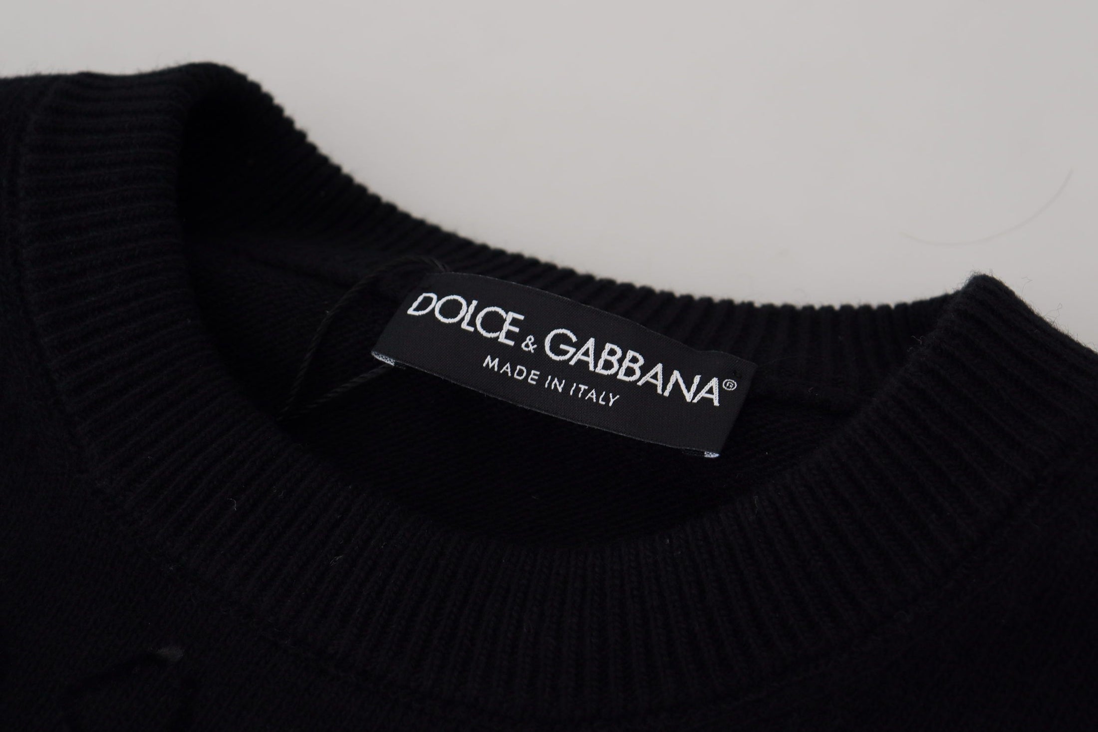 Dolce & Gabbana Eleganter schwarzer Logo-Wollpullover