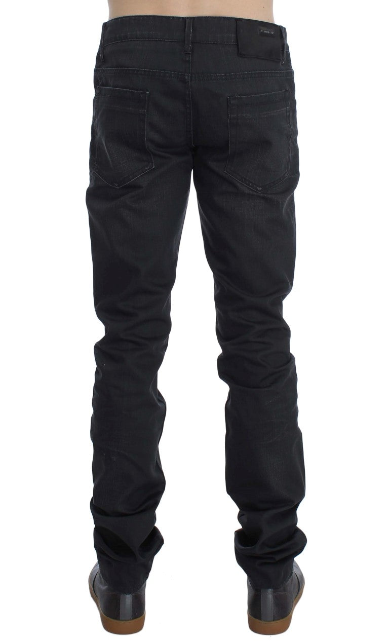 Acht Glatte graue Slim Fit italienische Herrenjeans