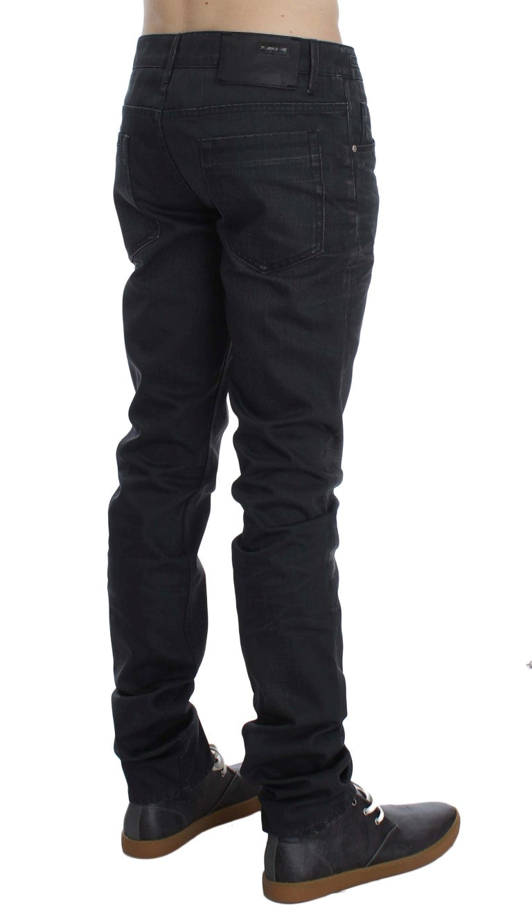 Acht Glatte graue Slim Fit italienische Herrenjeans