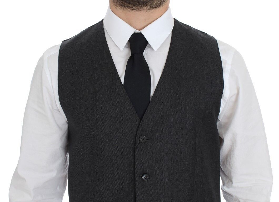 Dolce &amp; Gabbana Elegant grey wool vest for formal occasions