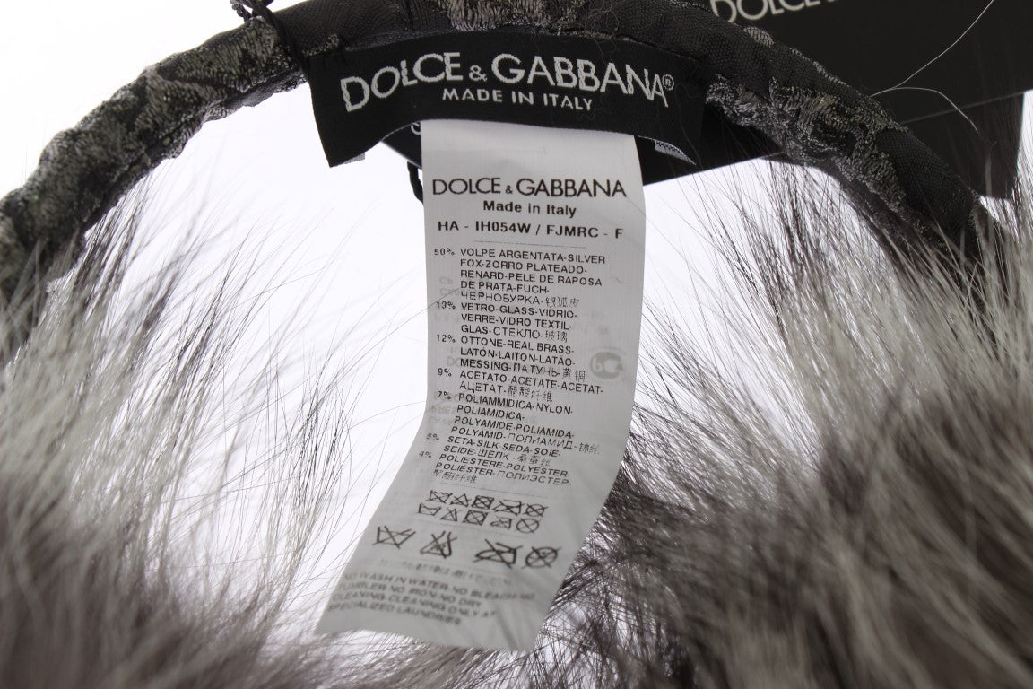 Dolce & Gabbana Elegante Ohrenschützer aus Pelz und Kristall